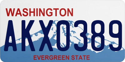 WA license plate AKX0389