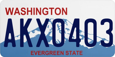 WA license plate AKX0403