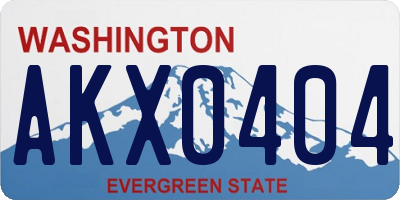 WA license plate AKX0404