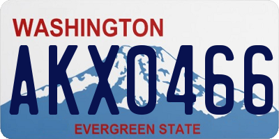 WA license plate AKX0466