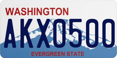WA license plate AKX0500
