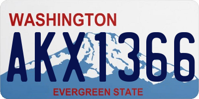 WA license plate AKX1366
