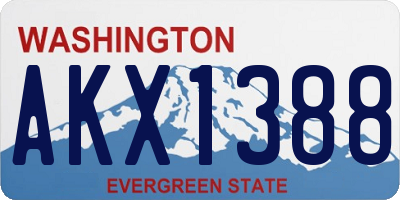 WA license plate AKX1388