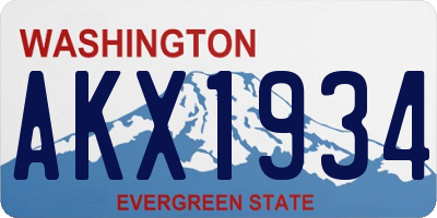 WA license plate AKX1934