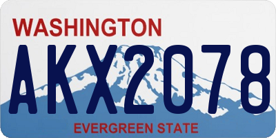 WA license plate AKX2078