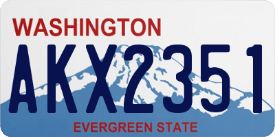 WA license plate AKX2351