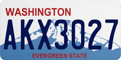 WA license plate AKX3027