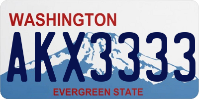 WA license plate AKX3333