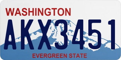 WA license plate AKX3451
