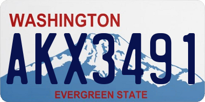 WA license plate AKX3491