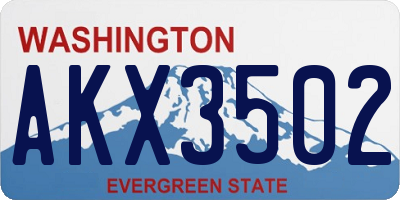 WA license plate AKX3502