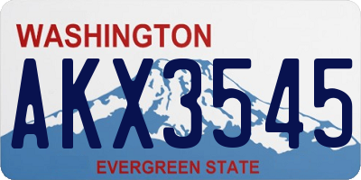 WA license plate AKX3545