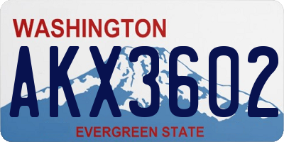 WA license plate AKX3602