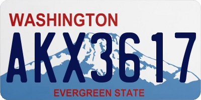 WA license plate AKX3617