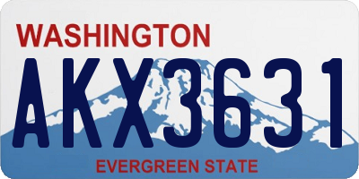 WA license plate AKX3631
