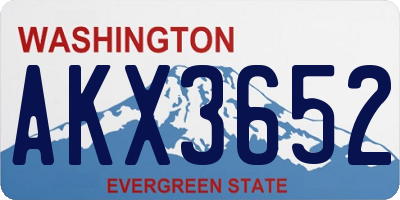 WA license plate AKX3652