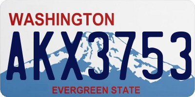 WA license plate AKX3753