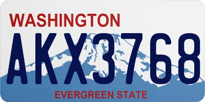 WA license plate AKX3768