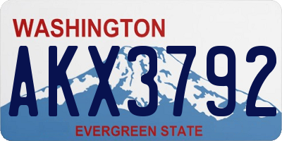 WA license plate AKX3792