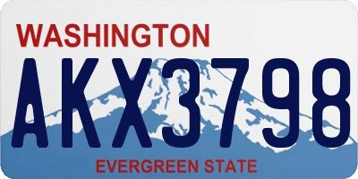 WA license plate AKX3798
