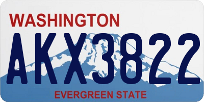 WA license plate AKX3822