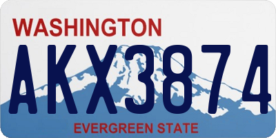 WA license plate AKX3874