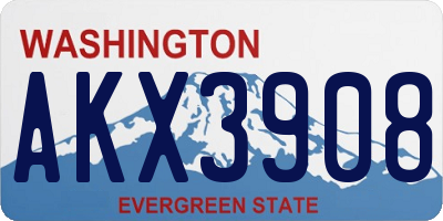 WA license plate AKX3908