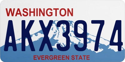 WA license plate AKX3974