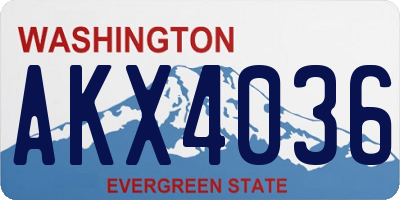 WA license plate AKX4036