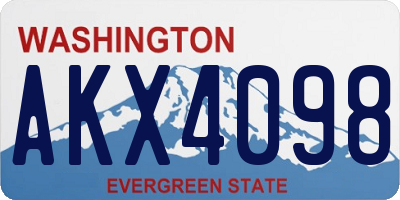WA license plate AKX4098