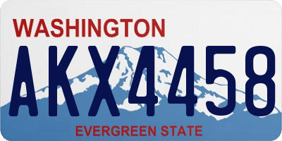 WA license plate AKX4458
