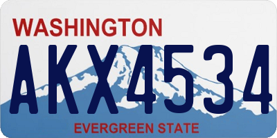 WA license plate AKX4534