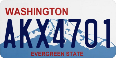 WA license plate AKX4701