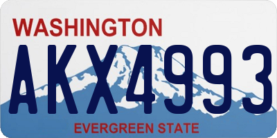 WA license plate AKX4993