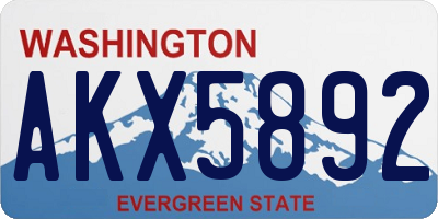WA license plate AKX5892