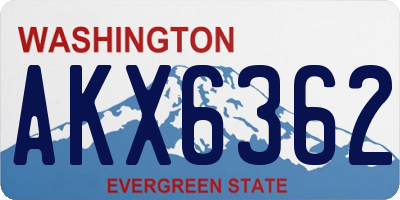 WA license plate AKX6362