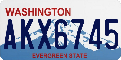 WA license plate AKX6745