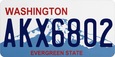 WA license plate AKX6802