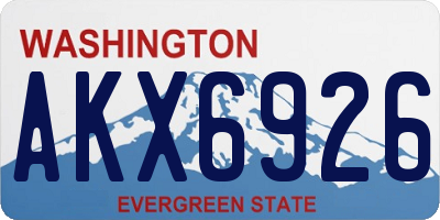 WA license plate AKX6926