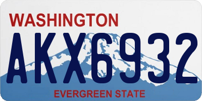 WA license plate AKX6932