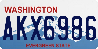 WA license plate AKX6986