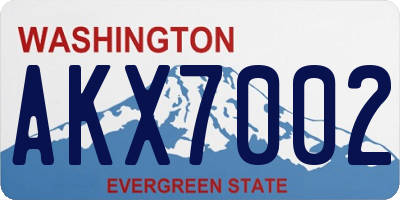 WA license plate AKX7002