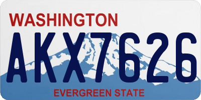 WA license plate AKX7626