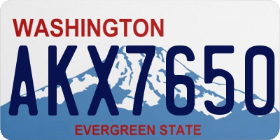 WA license plate AKX7650