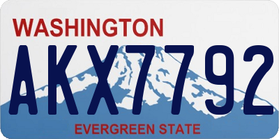 WA license plate AKX7792
