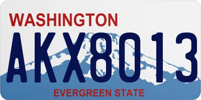 WA license plate AKX8013