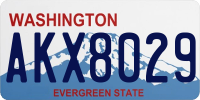 WA license plate AKX8029