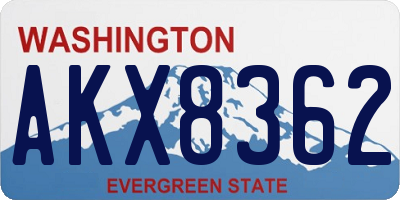 WA license plate AKX8362