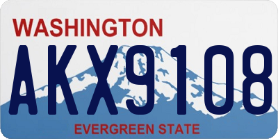 WA license plate AKX9108
