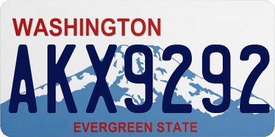 WA license plate AKX9292